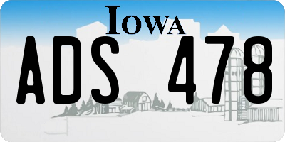 IA license plate ADS478