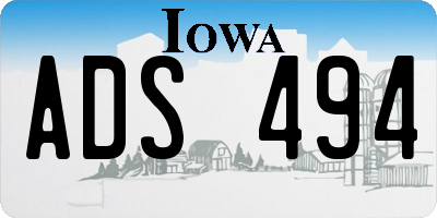 IA license plate ADS494