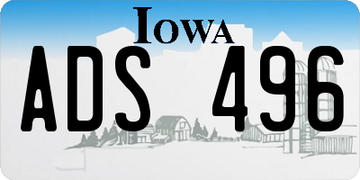 IA license plate ADS496