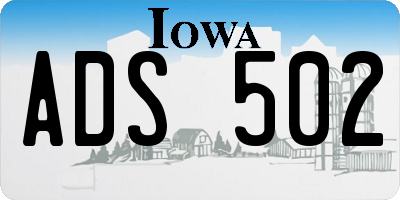 IA license plate ADS502