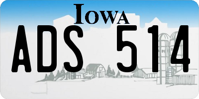 IA license plate ADS514