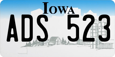 IA license plate ADS523