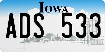IA license plate ADS533