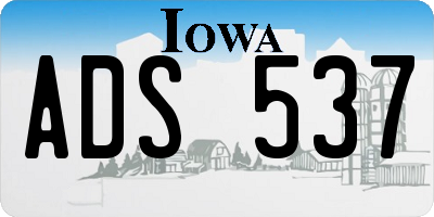 IA license plate ADS537