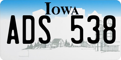 IA license plate ADS538