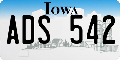 IA license plate ADS542