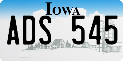 IA license plate ADS545