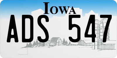 IA license plate ADS547