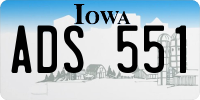 IA license plate ADS551