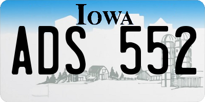 IA license plate ADS552