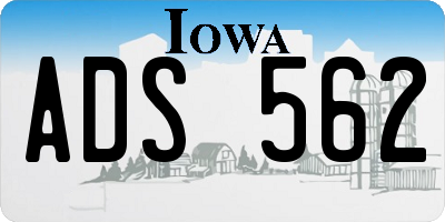 IA license plate ADS562