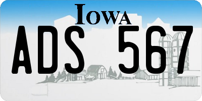 IA license plate ADS567