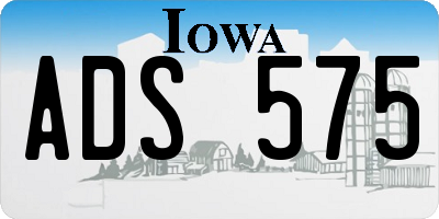 IA license plate ADS575