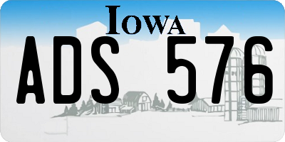 IA license plate ADS576