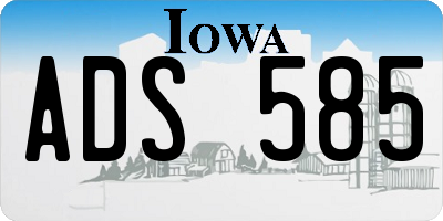 IA license plate ADS585