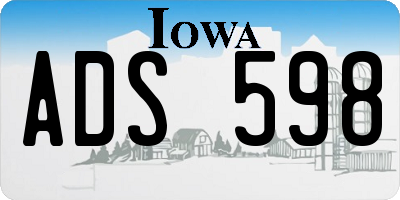 IA license plate ADS598