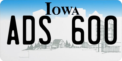 IA license plate ADS600