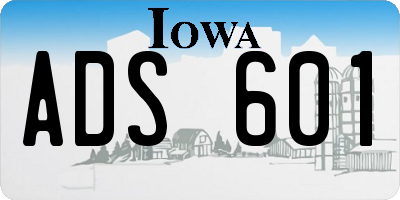 IA license plate ADS601