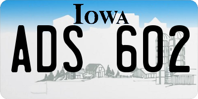 IA license plate ADS602
