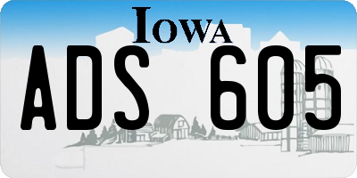 IA license plate ADS605