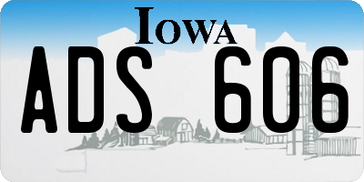IA license plate ADS606