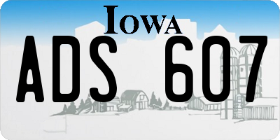 IA license plate ADS607
