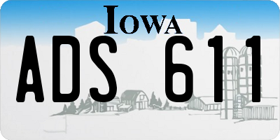 IA license plate ADS611