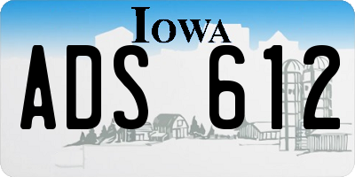 IA license plate ADS612
