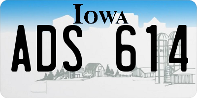 IA license plate ADS614