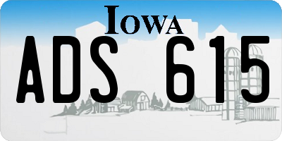 IA license plate ADS615