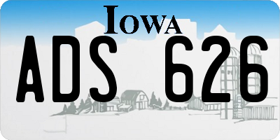 IA license plate ADS626