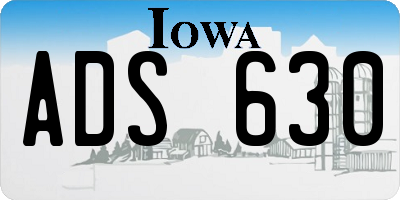 IA license plate ADS630