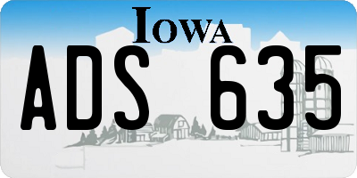 IA license plate ADS635