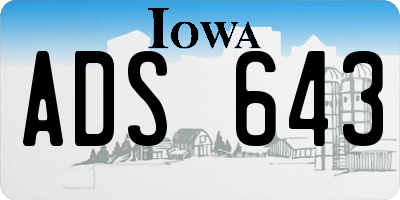 IA license plate ADS643