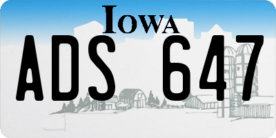 IA license plate ADS647