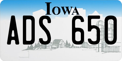 IA license plate ADS650