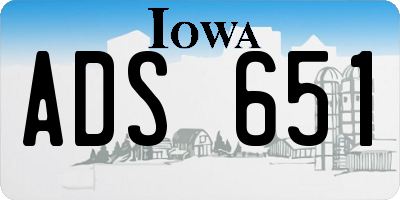 IA license plate ADS651