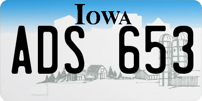 IA license plate ADS653