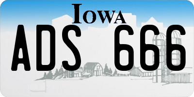 IA license plate ADS666