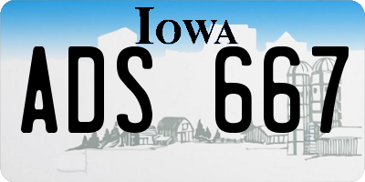 IA license plate ADS667