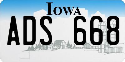 IA license plate ADS668