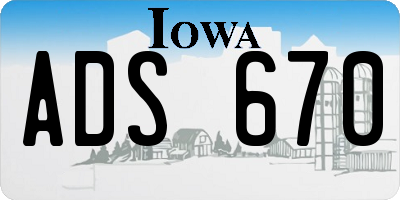 IA license plate ADS670