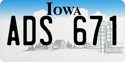 IA license plate ADS671
