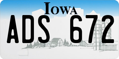 IA license plate ADS672