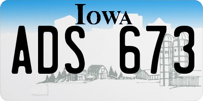 IA license plate ADS673