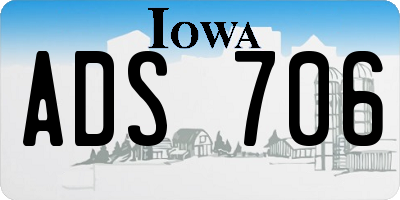 IA license plate ADS706