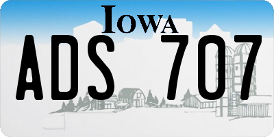 IA license plate ADS707