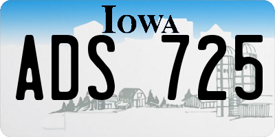 IA license plate ADS725