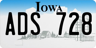 IA license plate ADS728