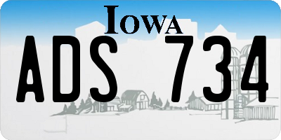 IA license plate ADS734